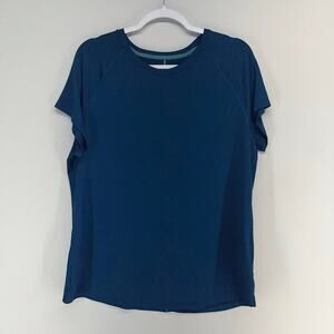 Champion C9 Duo Dry Shirt Womens XL Teal Blue Cloud Knit Short Sleeve Athletic